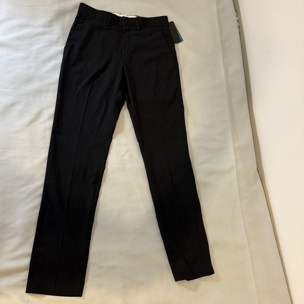 H&M Dress Pants Mens 28R Black Slim Fit Performance Pockets Stretch NEW